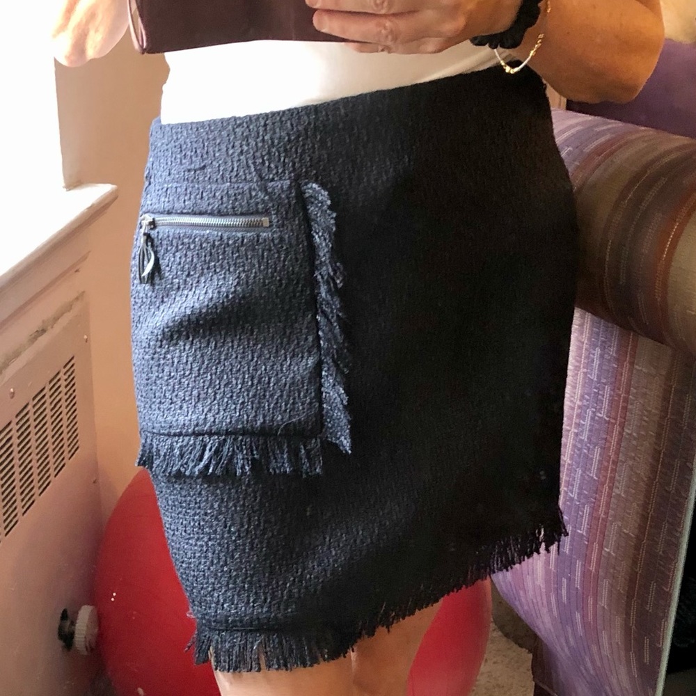 Joe Fresh - Black Lined Mini Skirt - with fringe hem Size 8